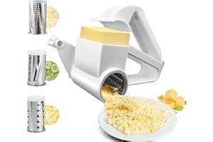 BLUEEOUR Rotary Cheese Grater With Three Barrels - Food Grade Stainless Steel Manual Grater for Cheese and Chocolate