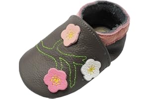 YALION Junge Krabbelschuhe Mädchen Kleinkind Weicher Leder Lauflernschuhe Babyhausschuhe mit Wildledersohlen Multi-Stil
