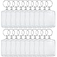 Syolee Photo Keyring 20 Pcs Double Sided Blank Picture Keychain Personalised Photo Key Fob Holder with Split Ring