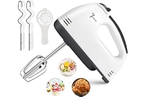 WAVATA Frullatore manuale 260 W sette velocità regolabile miscelatore elettrico con gancio impastatore e frusta bianco