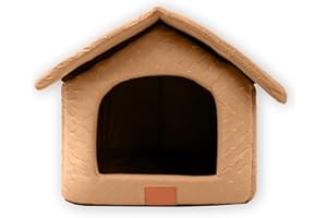 BESCH Casa para Perros y Gatos Plegable de Felpa Suave 42x39x33cm, Cama Mascota con CojÍn Extraíble Interior Cálido y Acogedor Desmontable Antideslizante y Lavable (Marrón)