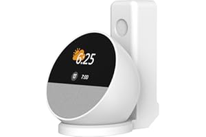 ELLENNE SUPPORTO DA MURO PER ALEXA ECHO SPOT 2024 DA PARETE - SALVASPAZIO NASCONDERE CAVI - SENZA VITI - SUPPORTO PER CUCINA, BAGNO, CAMERA DA LETTO - NERO BIANCO (Nero)