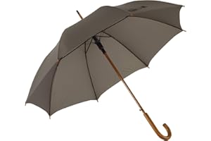 noTrash2003 Automatik Regenschirm Holzschirm Stockschirm Portierschirm mit gebogenem Rundhaken Holzgriff in 103 cm Durchmesser