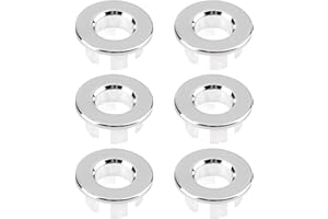 RRICHH 6PCS Metal Sink Overflow Caps Brass Basin Trim Rings Replacement Bath Overflow Cover Round Sink Tap Hole Cover Scratch-Resistant Drain Cover Insert for Bathroom & Kitchen Sinks, Silver (22-26mm)