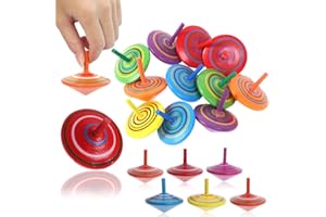 Wooden Spinning Top, Shienus 20Pcs Colorful Handmade Painted Wood Spinning Top Toy Desktop Flat Wooden Peg-Top Gyro Toy Children Kids Gift for Kids Children