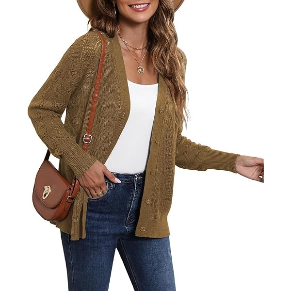 Cardigan Femme YGJIEGENG - Manches Longues, Ouvert, Col V - 100% Viscose Douce - Taille S à 2XL