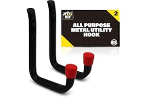 SOL 2pk All Purpose Metal Utility Hook – Heavy-Duty Wall-Mounted Hooks for Secure Storage – Ideal for Hanging Garden Tools, Bicycles, Ladders & DIY Equipment in Sheds, Garages & Workshops