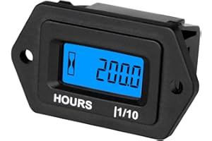 NInE-ROnG Compteur d'heures numérique LCD DC 9 V à 65 V avec rétroéclairage bleu, étanche, stockage de données, utilisation pour camping-car, tondeuse à gazon, motoneige