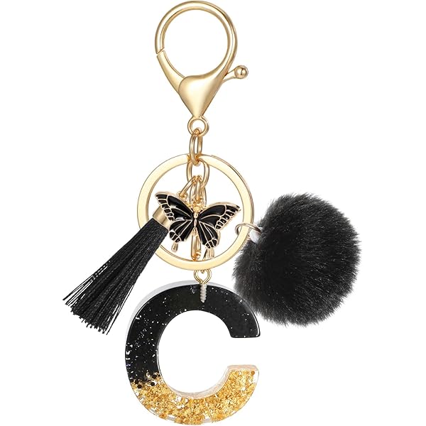 MWOOT Gouden bubbel voor initialen voor vrouwen en meisjes, sleutelhanger in de vorm van een autoletter, voor handtas, decoratieve bedels, Goud, Medium