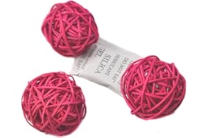 OUGUAL 10 Stück Natur Wicker Rattan Kugeln Tischschmuck Hochzeit Party zum Aufhängen Wobble Ball Weihnachten Deko 6cm Rose Rot