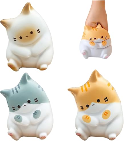 Siliconen Kat Stressbal - Schattige en Knijpbare Anti-Stress Bal voor
