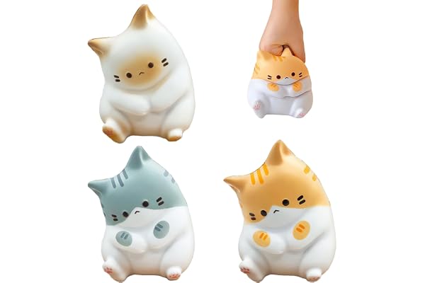 3 stycken söt katt antistressboll, squishy katt klämleksak, stressboll barn vuxna, Kawaii klämleksak, långsamt stigande antis