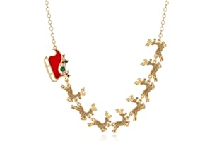 BelleFlair Weihnachtskette für Damen Goldfarben Weihnachtsschmuck mit Rentier und Schlitten Anhänger, festliche Kette als Weihnachtsaccessoires, Schmuck Geschenk zu Weihnachten für die Frau