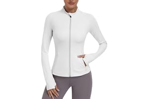 JoyGirl Womens Zip Up Sport Running Jacket with Pockets Long Sleeve Workout Jackets Slim Fit Gym Yoga Tops with Thumb Holes