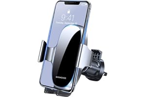 Miracase [Ultra-Stable Support Telephone Voiture Grille d'aération, Universel [Rotation à 360 °] Porte Telephone Voiture Compatible avec Tous Les Smartphones 4.0''-7.0'' (Argent)
