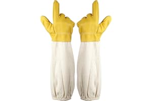 ERMWALR Beekeeping Gloves for Men and Women Goatskin Protective Gloves for Beekeepers Protective Gloves with Breathable Long Sleeves (Yellow, XL)