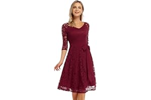KOJOOIN Abito retrò Donna in Pizzo 1950 Vestito Donna retrò Rockabilly Polka Vestito da Audery Swing Abito da Cocktail Partito