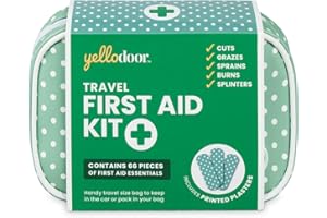 YELLODOOR 66 Piece Mini First Aid Kit Travel - Includes Scissors, Burns Gel, Waterproof Plasters, Conforming Bandage, Antiseptic Wipes, and Surgical Tape. Car First Aid Kit for Home, Workplace, Outdoor and Gym