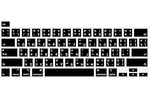 MiNGFi Silikon Thai Tastaturschutz für MacBook Pro 13" M1/M2 A2338 (2020–2023), A2289 (2020), A2251 (2020–2021), Pro 16" A2141 (2019–2021) US/ANSI Tastaturlayout - Schwarz