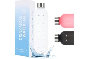 JODSEN Butelka na wodę 1 l, wodoszczelna butelka na wodę wielokrotnego użytku bez BPA z motywacyjnym oznaczeniem czasu, sportowa butelka na wodę o dużej pojemności do sportów w pomieszczeniach, kempingu,