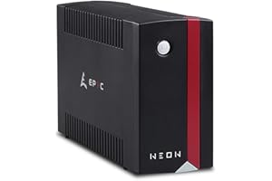 EPYC® NEON - UPS per PC e Modem, Potenza 650VA/360Watt, Gruppo di Continuità per Casa, Tecnologia Line Interactive, AVR, 2 Uscite Schuko, UPS 600VA, Nero