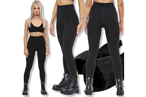 AFR Ladies Faux Fur Thick Lined Fleece Leggings Womens High Waist Thick Tights Soft Stretch for Indoor & Outdoor Winter Jeggings