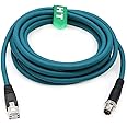 HangTon Ethernet Cable for Cognex In Sight 9000 7000gen2 2000 Microscan HAWK MV-4000 Camera Sensor Computer Switch Router, M12 8 Pin X-Code RJ45 Network, 3M