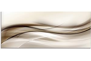 ARTLAND Küchenrückwand Glas mit Motiv Spritzschutz 125x50 cm Design Rückwand Küche Bad Modern Abstrakt Muster Kunst Braun Abstrakte Welle T9LI