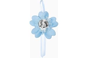 Albalù Sopraculla Celeste o Rosa con Placchetta Sacra in Argento Laminato, Made in Italy (Celeste, maternità)