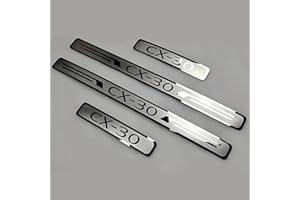 lvjiena 4 Pezzi Auto Battitacco per Mazda CX-30 2024 2023 2022 2021 2020 2019, in Acciaio Inox Soglia Porta Anti-Graffio Protezione Benvenuto Pedaliera Decorazione Accessori