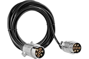 SPARKMOTO Cable de conexión extensión de Remolque 7pines con Enchufe de Remolque 7 Pines Metal,Cable de extensión 7 Polos de 6 m para Remolque,Caravana,Enchufe de 7 Pines Aluminio con Cable Remolque