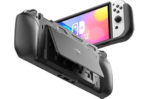 Dexnor per Custodia Nintendo Switch OLED (2021), Cover Protettiva Robusta con Cavalletto Regolabile, MicroSD & Scheda Gioco Slot di Archiviazione per Switch OLED e Controller Joy-Con - Nero