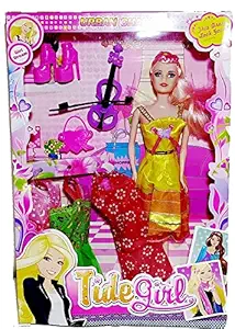 Happy Toys & Games Beautiful Fashion Doll Set with Accessories, Guitar, Shoes, Three Set Dress with Doll Set for Baby Girl Kids