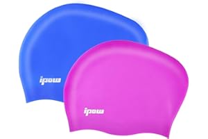 ipow Hochwertige Silikon Badekappe Bademütze Badehaube für Lange Haare gesund und warm Swin Cap