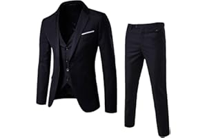 AIDODMOM Mens Suits 3 Pieces Blazer Trousers and Waistcoat Classic Formal Business Wedding Suit Male Slim Fit Checked Suit Waistcoat Pants Three Piece Suit
