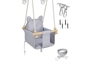 MAMOI® Columpio Bebe + Cinturón de Seguridad | 190-260cm Ajuste de la Altura del Techo | Columpios Infantiles Exterior Interior | Columpio niños | Columpio Madera | Columpio de Jardin | 100% Eco