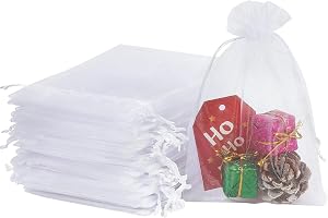 Youery 100 Stycken Organzapåsar - Transparent Med Dragsko för Bröllop, Smycken, Födelsedagar, Hantverk, Godis, Gästgåvor - 10 x 15 cm