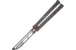 THIRD Butterfly Trainer - Legales Balisong Trainingsmesser zum gefahrlosen Tricks lernen - Übungsmesser mit stumpfer Klinge (Schwarz)