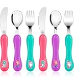 Set Posate Bambini 9 Pezzi In Silicone E Acciaio - Cucchiaio E Forchetta Anti-scivolo | Lavabile In Lavastoviglie | Design Sicuro - Foto 3