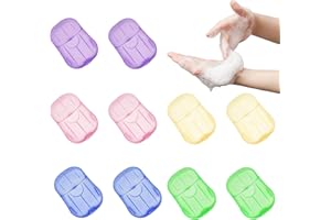OWNKIM 10PCS Boîtes de Savon en Papier Jetable, Soap Leaves, Feuilles de Savon - Feuilles de Portable pour Voyage et Camping - Hygiène des Mains Facile et Pratique (5 Couleurs)