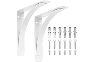 KEBITEDAMAI 2 Pz Reggimensola bianco, Staffe a L, Staffe per Mensole Pesanti Vintage, Supporto Staffa Mensola, Supporto Reggi Mensola da Muro, Staffa per Mensola Angolari Metallo Legno Mensola, 200x200x40 mm