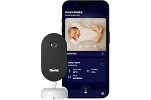 Owlet Dream Sight – smart HD-video babymonitor med 2K-kamera, gråt-, rörelse- och ljudvarningar, temp + fuktighetsövervakning, säker WiFi, 2-vägskommunikation, kompatibel med drömstrumpa
