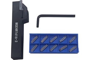Hunricho MGEHR1616-3 - Portautensili per tornio, 13 pezzi, con 11 pezzi MGMN300-G, piastre di taglio reversibili in metallo duro per foratura (MGEHR1616-3+MGMN300)