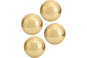 EJOYOUS Pelota de Golf Dorada de 4 Piezas, Golf Balls Bola de Golf Dorada Bola de Golf Bola de Ejercicio de Golf de Doble Capa Chapada en Oro Golf Trainer Ball para Entrenamiento