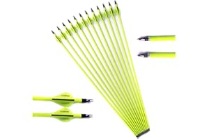 ACCMOS 6/12/24/48pièces Diamètre Intérieur 6.2mm Flèches Pro en Carbone Mixte Personnalisé 22.5-30pouces Spine 500 Flèche avec Pointe en Acier Amovible pour 20-65livres Arc Recurve Arc à Poulies