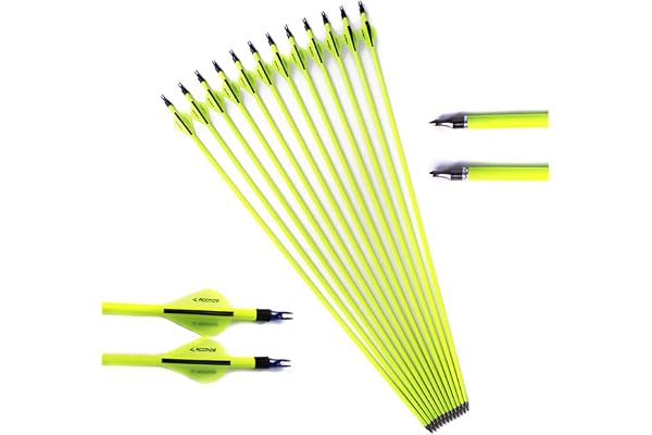 ACCMOS 6/12/24/48pièces Diamètre Intérieur 6.2mm Flèches Pro en Carbone Mixte Personnalisé 22.5-30pouces Spine 500 Flèche avec Pointe en Acier Amovible pour 20-65livres Arc Recurve Arc à Poulies