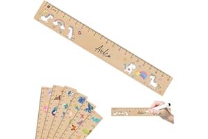Montrestar Lineal Kinder, 21CM Holz Lineal mit Einhorn Motiven, Einzigartige Grundschule Geschenke, Holzlineal Geschenk zur 2025 Mädchen Einschulung Schulanfänger Schuleinführung