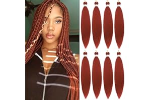 SOKU Pré-étiré Crochet Copper Red Tresse 8 Bundles 30 Pouces Cheveux Naturel Doux EZ Tresses Professionnel Yaki Droit Bundles Synthétiques pour Femmes Noires…