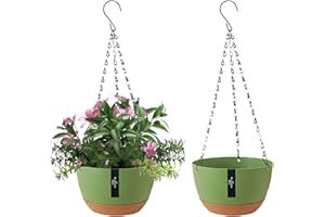‎EACHPT EACHPT Blumenampel,Hängeblumentöpfe 2 Stück Hängende Pflanzgefäße für Zimmerpflanzen im Freien,mit Drainagelöchern und abnehmbarem Untersetzer für das GartenhausΦ21CM