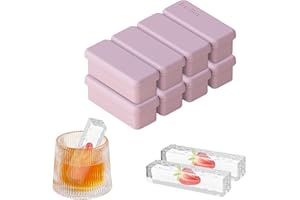 YARRAMATE Paquete de 2 cubiteras para hielo Silicona con Tapa para Congelador, Moldes Apilables hielera para Whisky Cócteles Moldes Rectangulares Silicona para Sopa Hornear reutilizables (morado)